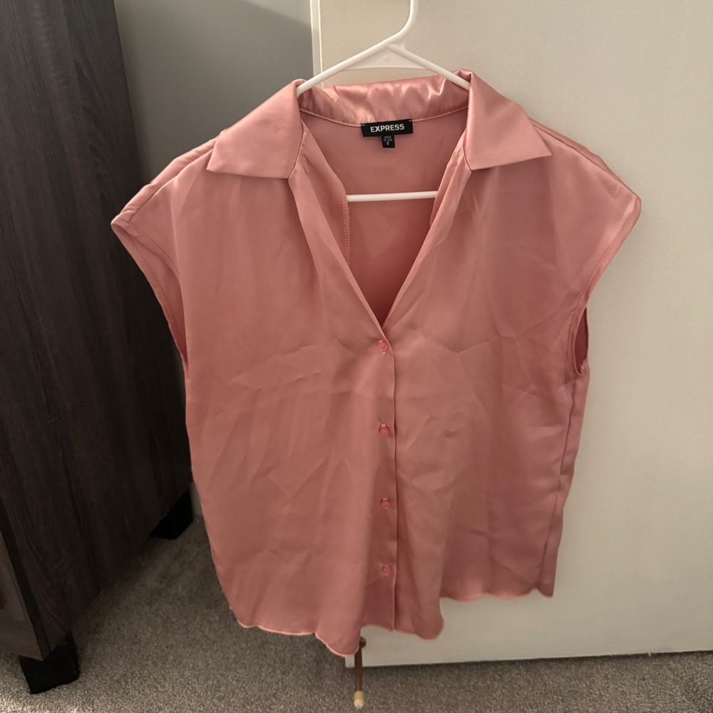 Express Women's Pink Satin Blouse